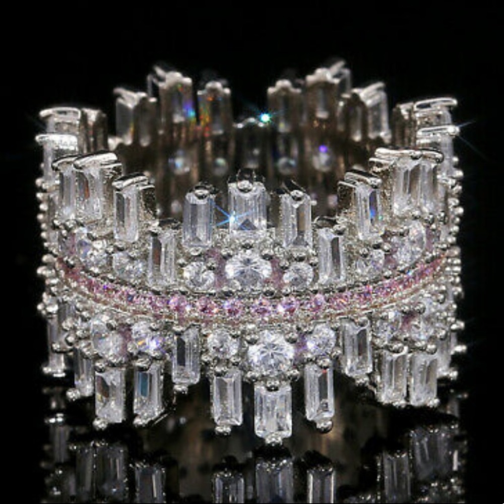 NWT 925 STERLING SILVER Diamond LUXURY Ring 6-10